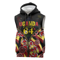Personalised Uganda 64th Anniversary Sleeveless Zip Hoodie Happy Independence Day