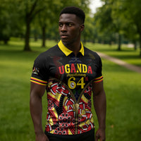 Personalised Uganda 64th Anniversary Zipper Polo Shirt Happy Independence Day