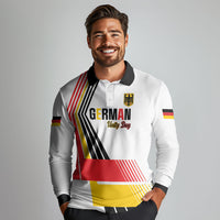 Personalised German Unity Day Long Sleeve Polo Shirt Deutschland Flag Stylized