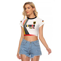 Personalised German Unity Day Raglan Cropped T Shirt Deutschland Flag Stylized