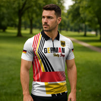 Personalised German Unity Day Zipper Polo Shirt Deutschland Flag Stylized