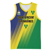 Personalised Saint Vincent and the Grenadines Basketball Jersey Coat of Arms Flag Stylized