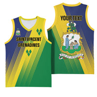 Personalised Saint Vincent and the Grenadines Basketball Jersey Coat of Arms Flag Stylized