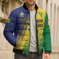 Personalised Saint Vincent and the Grenadines Bomber Puffer Jacket Coat of Arms Flag Stylized
