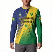 Personalised Saint Vincent and the Grenadines Button Sweatshirt Coat of Arms Flag Stylized