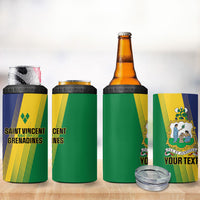 Personalised Saint Vincent and the Grenadines 4 in 1 Can Cooler Tumbler Coat of Arms Flag Stylized