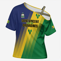Personalised Saint Vincent and the Grenadines Cross Shoulder Shirt Coat of Arms Flag Stylized