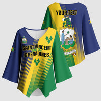 Personalised Saint Vincent and the Grenadines Kimono Sleeve Blouse Coat of Arms Flag Stylized