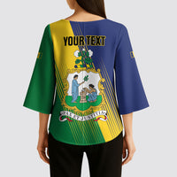 Personalised Saint Vincent and the Grenadines Kimono Sleeve Blouse Coat of Arms Flag Stylized