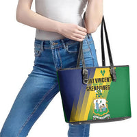 Saint Vincent and the Grenadines Leather Tote Bag Coat of Arms Flag Stylized