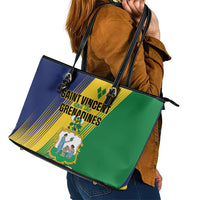 Saint Vincent and the Grenadines Leather Tote Bag Coat of Arms Flag Stylized