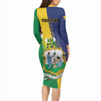 Personalised Saint Vincent and the Grenadines Long Sleeve Bodycon Dress Coat of Arms Flag Stylized