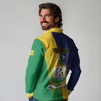 Personalised Saint Vincent and the Grenadines Long Sleeve Polo Shirt Coat of Arms Flag Stylized