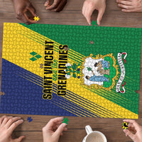 Saint Vincent and the Grenadines Puzzle Coat of Arms Flag Stylized
