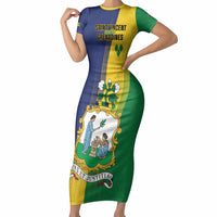 Personalised Saint Vincent and the Grenadines Short Sleeve Bodycon Dress Coat of Arms Flag Stylized