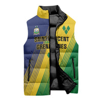Personalised Saint Vincent and the Grenadines Sleeveless Puffer Jacket Coat of Arms Flag Stylized