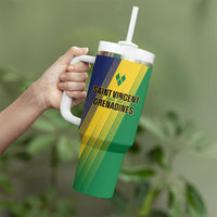 Personalised Saint Vincent and the Grenadines Tumbler With Handle Coat of Arms Flag Stylized