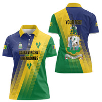 Personalised Saint Vincent and the Grenadines Women Polo Shirt Coat of Arms Flag Stylized
