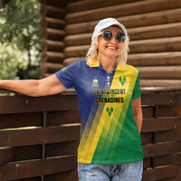 Personalised Saint Vincent and the Grenadines Women Polo Shirt Coat of Arms Flag Stylized