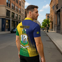 Personalised Saint Vincent and the Grenadines Zipper Polo Shirt Coat of Arms Flag Stylized