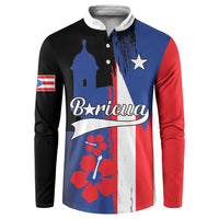 Personalized Boricua Button Sweatshirt Puerto Rico El Morro Flag Style - Wonder Print Shop