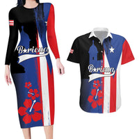 Personalized Boricua Couples Matching Long Sleeve Bodycon Dress and Hawaiian Shirt Puerto Rico El Morro Flag Style - Wonder Print Shop
