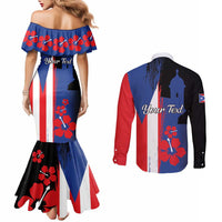 Personalized Boricua Couples Matching Mermaid Dress and Long Sleeve Button Shirt Puerto Rico El Morro Flag Style