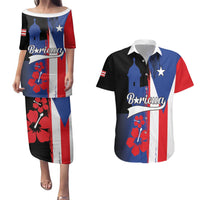 Personalized Boricua Couples Matching Puletasi and Hawaiian Shirt Puerto Rico El Morro Flag Style - Wonder Print Shop