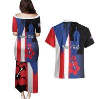 Personalized Boricua Couples Matching Puletasi and Hawaiian Shirt Puerto Rico El Morro Flag Style - Wonder Print Shop