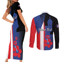 Personalized Boricua Couples Matching Short Sleeve Bodycon Dress and Long Sleeve Button Shirt Puerto Rico El Morro Flag Style - Wonder Print Shop
