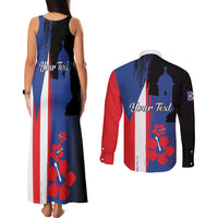 Personalized Boricua Couples Matching Tank Maxi Dress and Long Sleeve Button Shirt Puerto Rico El Morro Flag Style - Wonder Print Shop