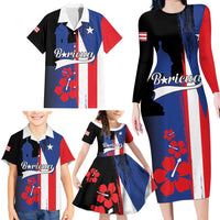Personalized Boricua Family Matching Long Sleeve Bodycon Dress and Hawaiian Shirt Puerto Rico El Morro Flag Style - Wonder Print Shop
