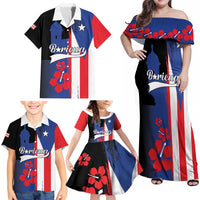 Personalized Boricua Family Matching Off Shoulder Maxi Dress and Hawaiian Shirt Puerto Rico El Morro Flag Style - Wonder Print Shop