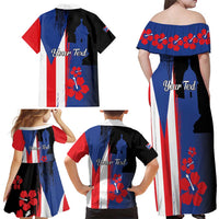Personalized Boricua Family Matching Off Shoulder Maxi Dress and Hawaiian Shirt Puerto Rico El Morro Flag Style - Wonder Print Shop