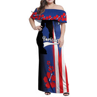 Personalized Boricua Family Matching Off Shoulder Maxi Dress and Hawaiian Shirt Puerto Rico El Morro Flag Style - Wonder Print Shop