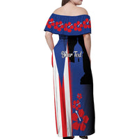 Personalized Boricua Family Matching Off Shoulder Maxi Dress and Hawaiian Shirt Puerto Rico El Morro Flag Style - Wonder Print Shop