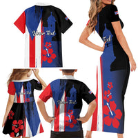 Personalized Boricua Family Matching Short Sleeve Bodycon Dress and Hawaiian Shirt Puerto Rico El Morro Flag Style - Wonder Print Shop