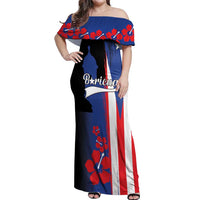 Personalized Boricua Off Shoulder Maxi Dress Puerto Rico El Morro Flag Style - Wonder Print Shop