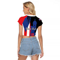 Personalized Boricua Raglan Cropped T Shirt Puerto Rico El Morro Flag Style - Wonder Print Shop