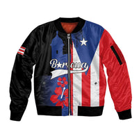 Personalized Boricua Sleeve Zip Bomber Jacket Puerto Rico El Morro Flag Style - Wonder Print Shop