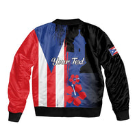 Personalized Boricua Sleeve Zip Bomber Jacket Puerto Rico El Morro Flag Style - Wonder Print Shop