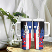 Personalized Boricua Tumbler With Handle Puerto Rico El Morro Flag Style - Wonder Print Shop