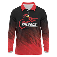 Custom Kandy Cricket Falcons Long Sleeve Polo Shirt Ready to Roar and Soar - Wonder Print Shop