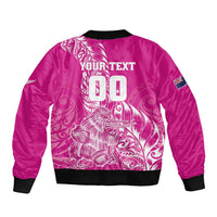 Custom New Zealand Rugby Silver Fern Bomber Jacket Aotearoa Kiwi Maori Pink Version - Wonder Print Shop
