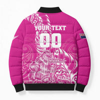 Custom New Zealand Rugby Silver Fern Bomber Puffer Jacket Aotearoa Kiwi Maori Pink Version - Wonder Print Shop