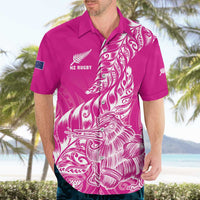 Custom New Zealand Rugby Silver Fern Hawaiian Shirt Aotearoa Kiwi Maori Pink Version - Wonder Print Shop