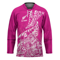 Custom New Zealand Rugby Silver Fern Hockey Jersey Aotearoa Kiwi Maori Pink Version - Wonder Print Shop