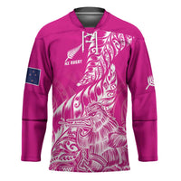 Custom New Zealand Rugby Silver Fern Hockey Jersey Aotearoa Kiwi Maori Pink Version - Wonder Print Shop