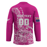 Custom New Zealand Rugby Silver Fern Hockey Jersey Aotearoa Kiwi Maori Pink Version - Wonder Print Shop