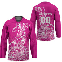 Custom New Zealand Rugby Silver Fern Hockey Jersey Aotearoa Kiwi Maori Pink Version - Wonder Print Shop